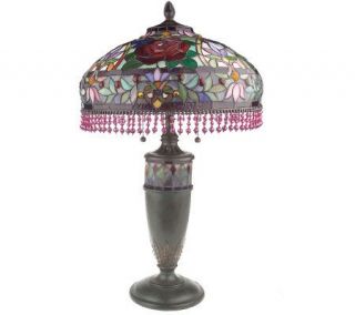 Handcrafted Tiffany Style Edwardian Table Lamp w/Lit Base —