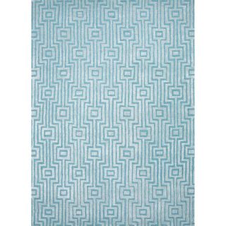 Hand tufted Contemporary Geometric pattern Blue Textured Rug (5 X 8)