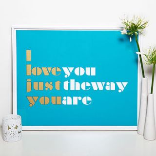 'i love just you' hand pulled screen print by more than words