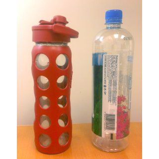 Lifefactory   Glass Beverage Bottle With Silicone Sleeve and Flip Top Cap Turquoise  Sports Water Bottles  Kitchen & Dining