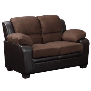 Two tone Brown Microfiber/ Faux Leather Loveseat
