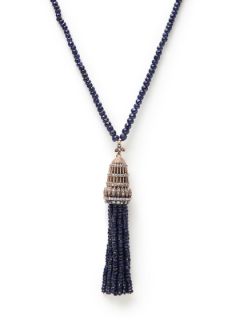 Sapphire & CZ Bird Cage Tassel Pendant Necklace by Grand Bazaar   New York