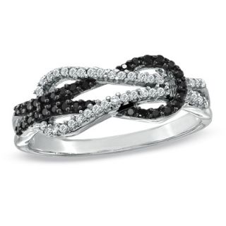 CT. T.W. Enhanced Black and White Diamond Infinity Ring in 10K