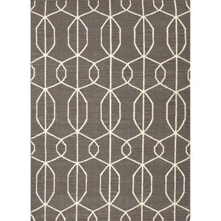 Handmade Flat Weave Geometric Pattern Gray/ Black Rug (9 X 12)