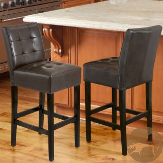 Christopher Knight Home Macbeth Espresso Brown Leather Counter Stools (set Of 2)