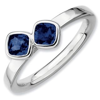 Stackable Expressions™ Lab Created Blue Sapphire Double Square Ring