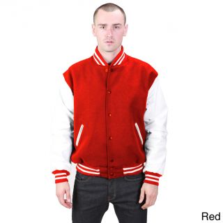 L&b Trading United Face Mens Leather And Wool Athletic Varsity Jacket Red Size L