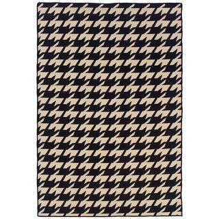 Foundation Collection Charcoal Grey Houndstooth Reversible Rug (5 X 8)