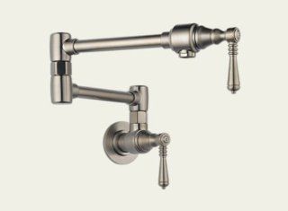 Brizo 62810LF SS Double Handle Wall Mount Pot Filler with Metal Lever Handles, Stainless Steel   Pot Filler Kitchen Sink Faucets  