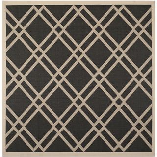 Safavieh Indoor/ Outdoor Courtyard Crisscross pattern Black/ Beige Rug (710 Square)