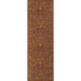 Hand tufted Traditional Floral Pattern Red/ Orange Rug (26 X 8)