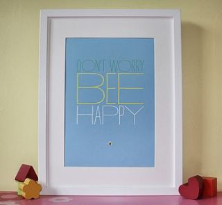 'don't worry bee happy' art print by do not feed the pixels