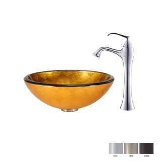 Kraus Bathroom Combo Set Orion Glass Vessel Sink And Ventus Faucet