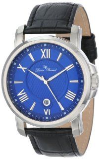 Lucien Piccard Men's LP 12358 03 Cilindro Blue Textured Dial Black Leather Watch Lucien Piccard Watches