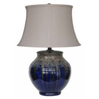Integrity 23 inch Metallic Silver On Blue Ceramic Table Lamp