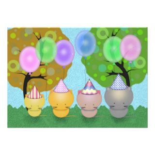 Kittens with Balloons Birthday Party Invitation