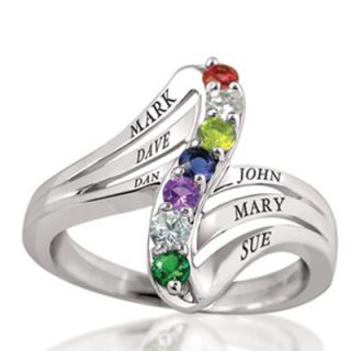 Personalized Birthstone Journey Family Ring in 10K Gold (2 6 Stones