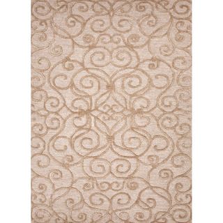 Hand tufted Transitional Floral pattern Brown Textured Rug (5 X 8)