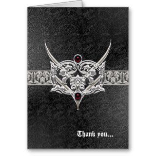 Vampire Goth Faux Leather Jeweled Wedding Greeting Card