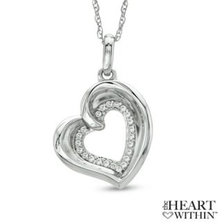 The Heart Within® 1/10 CT. T.W. Diamond Tilted Heart Pendant in 10K