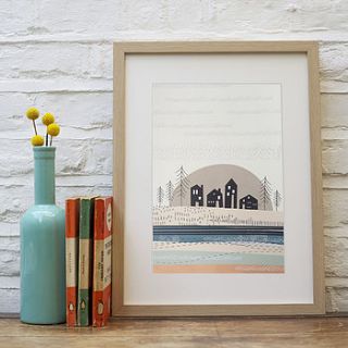 sussex sunset illustrated print by paper moon