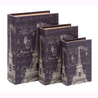 Book Box Set With Paris Eiffel Tower Theme (set Of 3)