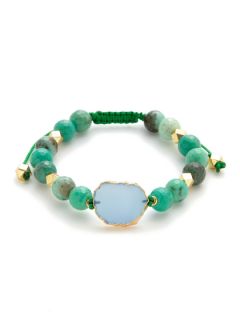 Chrysoprase & Blue Chalcedony Slice Bracelet by Alanna Bess Jewelry