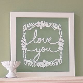 love you papercut wall art by ant design gifts