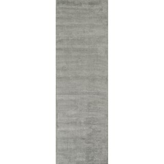 Hand loomed Solid Pattern Gray/ Black Rug (26 X 8)