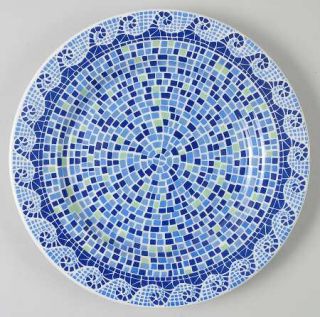 Pier 1 Summerlin Salad Plate, Fine China Dinnerware   Blue&Green Mosaic Design,W