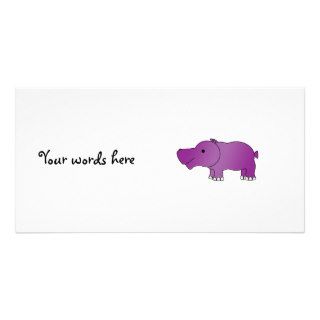 Cute purple hippo photo greeting card