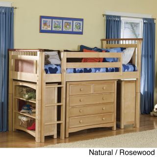 Bennington Low loft Storage Twin Bed With Essex 5 drawer Dresser And Low loft Bookcases Set
