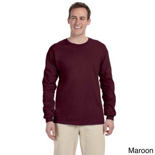 Jerzees Jerzees Mens Hidensi t Long Sleeve Solid T shirt Brown Size XXL