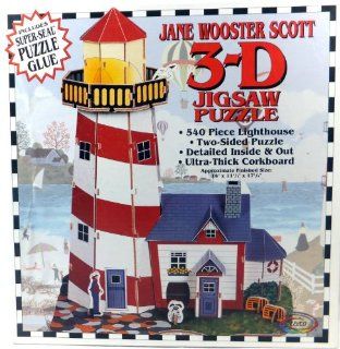 Jane Wooster Scott 3 D Jigsaw Puzzle 540 Piece   Lighthouse   Two Sided Puzzle Toys & Games