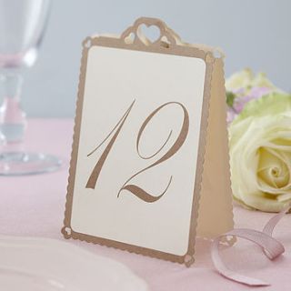 heart wedding table numbers ivory / gold by ginger ray