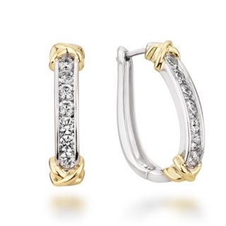 CT. T.W. Diamond Channel Hoop Earrings in 10K Two Tone Gold