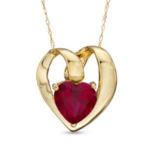 0mm Heart Shaped Simulated Garnet Pendant in 10K Gold   Zales