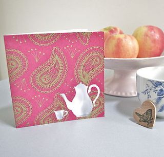 hand cut teapot and teacup card by hello hadley paper