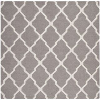 Safavieh Handwoven Moroccan Dhurrie Geometric pattern Dark Gray Wool Rug (6 Square)