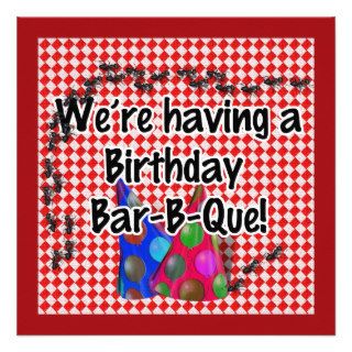 A Birthday Bar B Q Party Custom Announcement