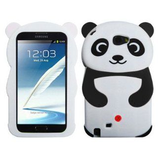 Black Cute 3D Animal Chinese Panda Silicon Case Cover For Samsung Galaxy Note 2 N7100 + Gift 1pcs Phone Radiation Protection Sticker Cell Phones & Accessories