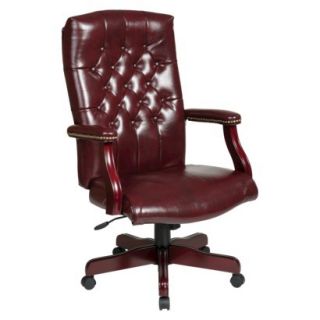 Office Star Executive Chair with Tufting   Burgundy