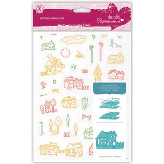 Papermania A5 Clear Stamps village 40 Pieces