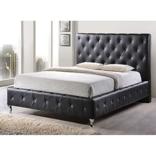 Baxton Studio Baxton Studio Stella Crystal Tufted Black Modern Bed With Upholstered Headboard Black Size Queen