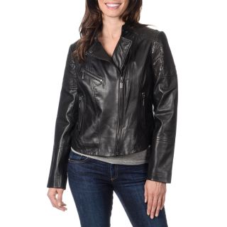 Bernardo Womens Laser Cut Leather Jacket