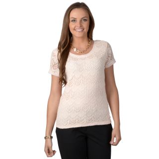 Journee Collection Womens Short sleeve Lace Knit Top