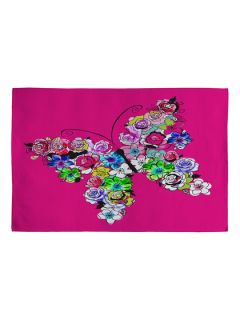 Ink Blossoms Butterfly Flat Woven Rug by DENY Designs
