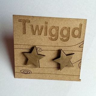 gold star wooden stud earrings by twiggd