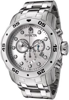 Invicta 0071  Watches,Mens Pro Diver Chronograph Silver Dial Stainless Steel, Chronograph Invicta Quartz Watches