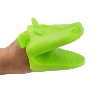 Green Heatproof Silicone Heat Resistance Insulation Dog Pan Holder Glove Tool for Kitchen   Oven Mitts